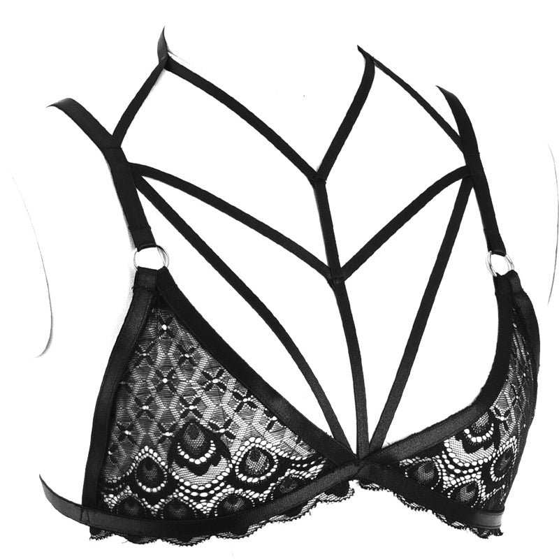 Rags n Rituals 'Greta' Black Lace Harness Bra at $22.99 USD