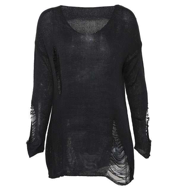 Rags n Rituals 'Sleepy Hollow' Black Ripped Torn Sweater at $34.99 USD