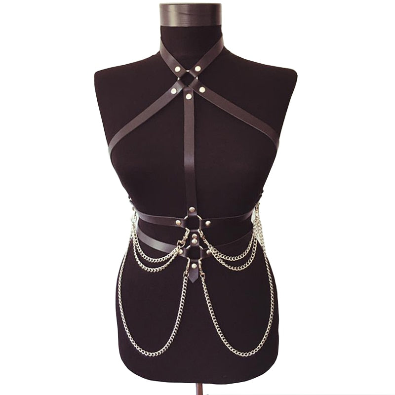 Rags n Rituals 'Slave' Chain Faux Leather Harness at $21.99 USD