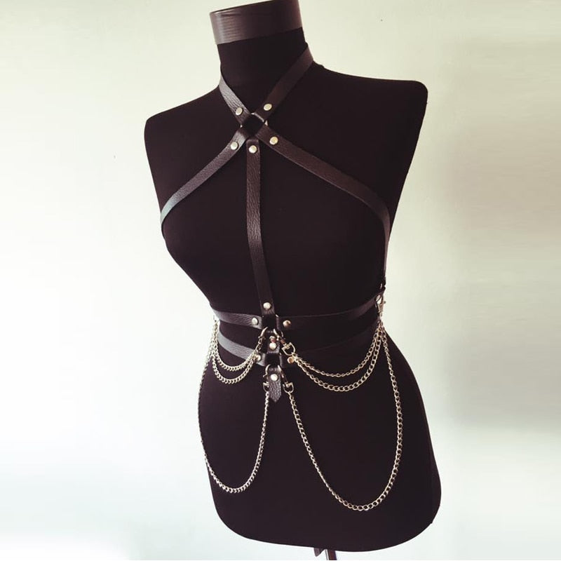 Rags n Rituals 'Slave' Chain Faux Leather Harness at $21.99 USD