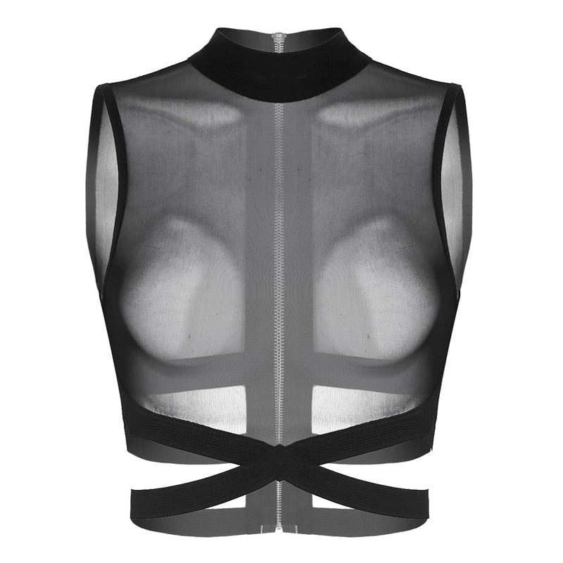 Rags n Rituals 'Soul Destroyer' Mesh cross over crop top at $22.99 USD