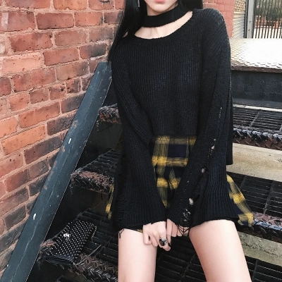 Rags n Rituals 'Miss Morgue' Black and yellow plaid skirt at $34.99 USD