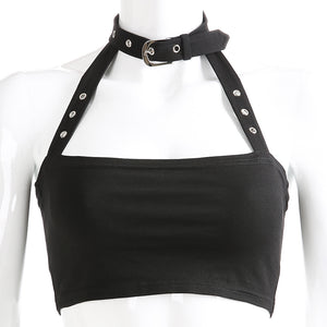 Rags n Rituals 'Unstoppable' Black buckle halter neck top at $23.99 USD