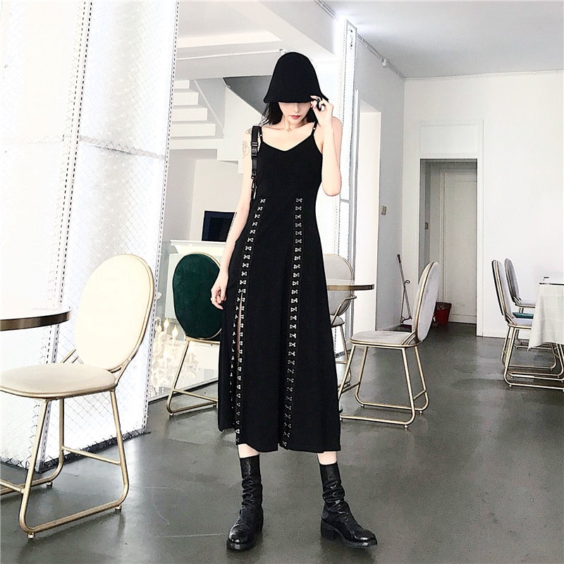 'Redemption' Black Grunge Alt Eyelet Dress Black / S 'Redemption' Black Grunge Alt Eyelet Dress Black / S