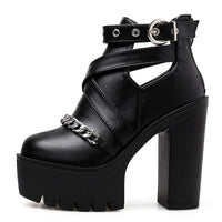 Rags n Rituals 'Mortuary' Platform chain cut out ankles boots at $56.99 USD
