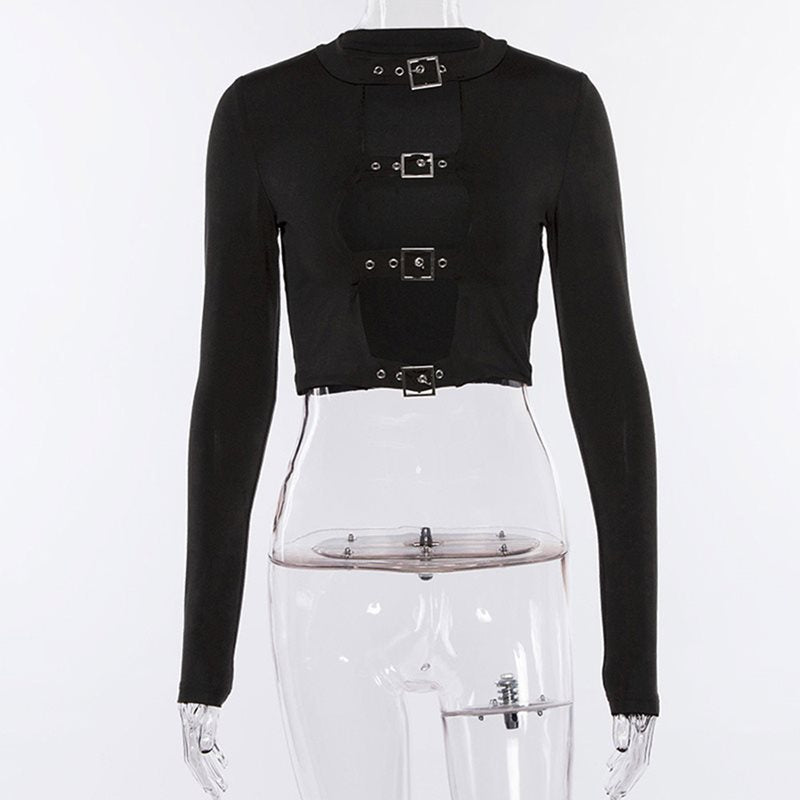Rags n Rituals 'From the Deep' Black buckle long sleeved top at $29.99 USD