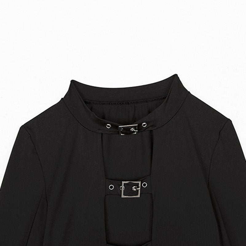 Rags n Rituals 'From the Deep' Black buckle long sleeved top at $29.99 USD