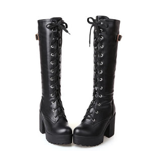 Rags n Rituals 'Long Night' Black knee high lace up boots (Larger Sizes) at $57.99 USD