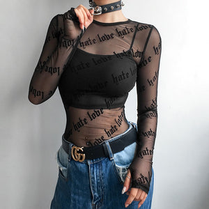 Rags n Rituals 'Loves Me Not' Long sleeve mesh top at $26.99 USD