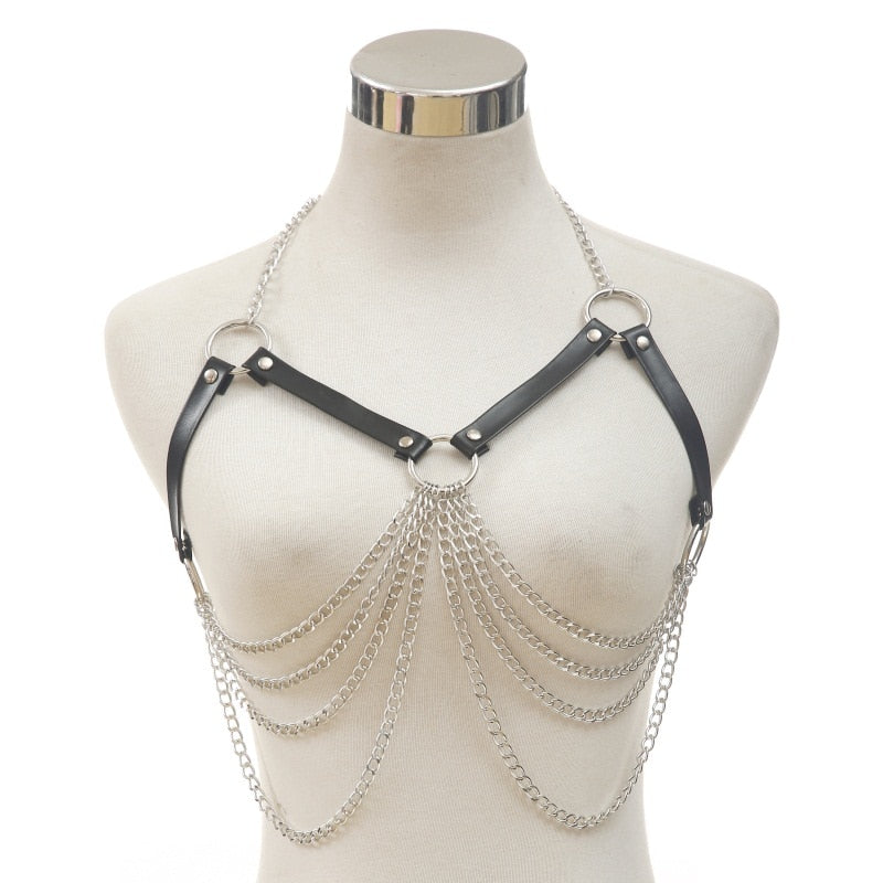 Rags n Rituals 'Deadbeat' PU Leather Top/Chain Harness (Sold separately) at $19.99 USD