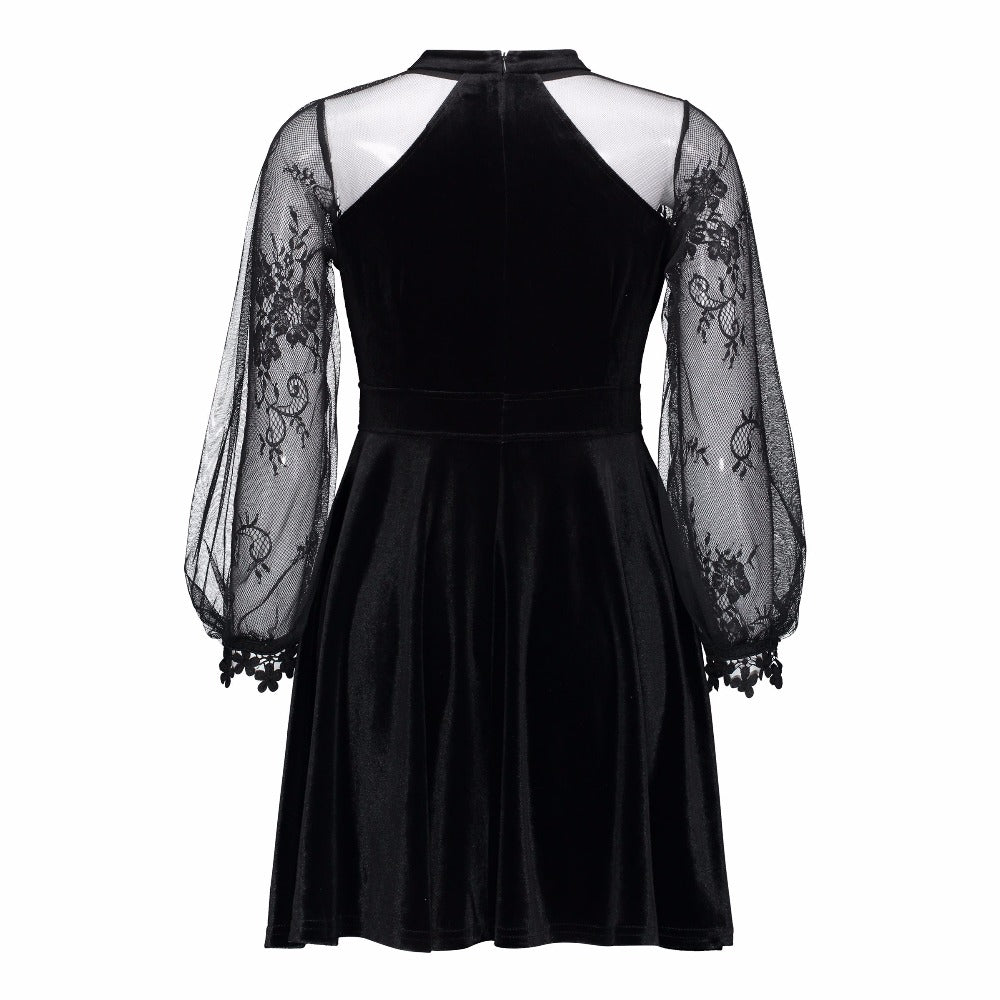 Rags n Rituals 'Cruela' Velvet lace sleeved dress at $39.99 USD