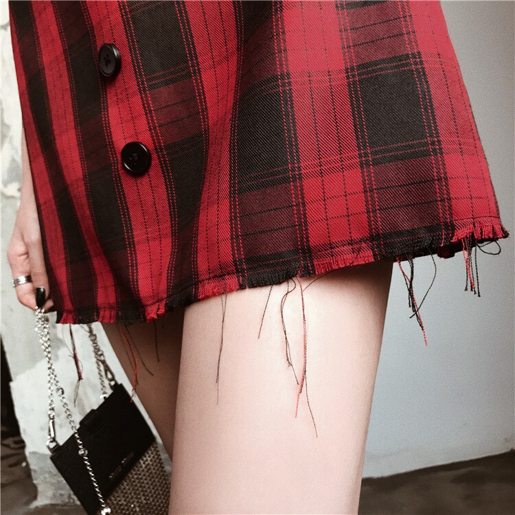 Rags n Rituals 'Till Death' Red and Black Plaid Dress at $34.99 USD