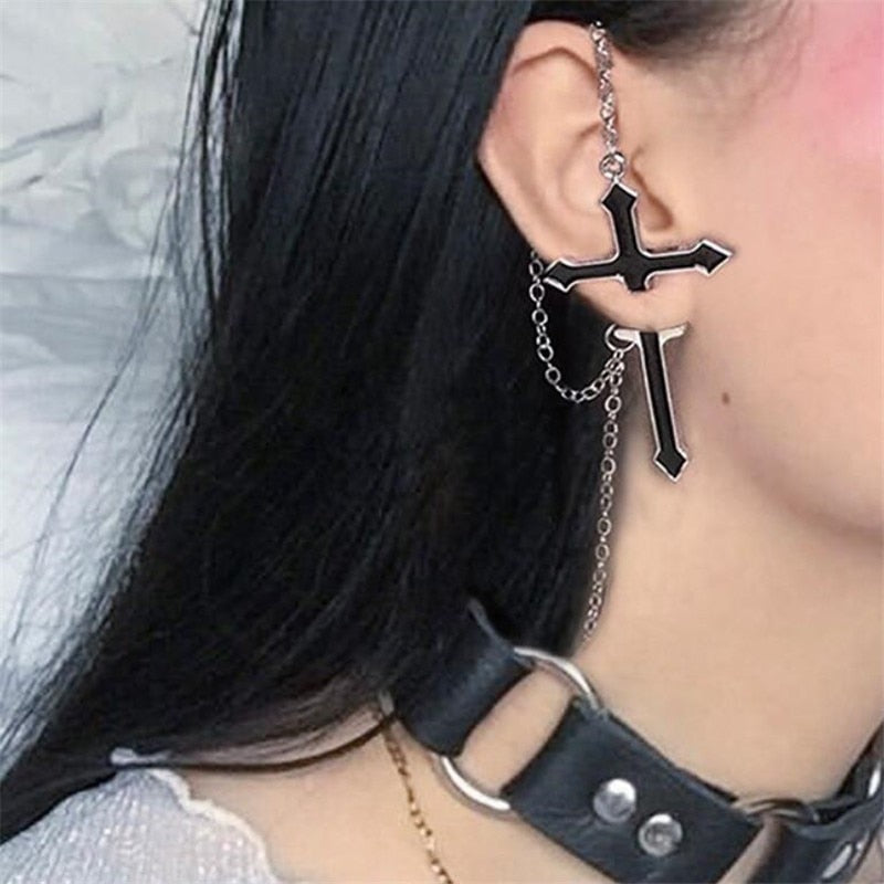 Rags n Rituals 'Dagger' black cross chain earring at $9.99 USD