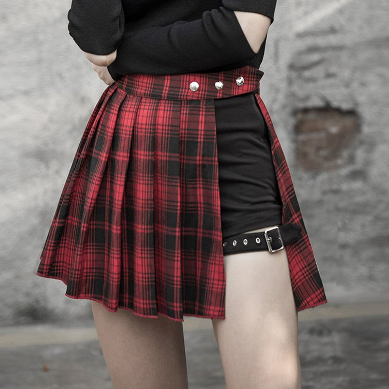 Rags n Rituals 'Dead Ringer' Red and Black Plaid Skirt at $34.99 USD