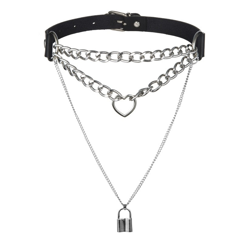 Rags n Rituals 'Destiny' Black padlock heart chain choker at $12.99 USD