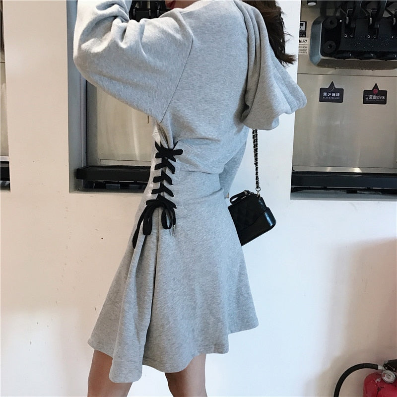 Rags n Rituals 'Misery' Gray or Black lace up hooded casual dress at $39.99 USD