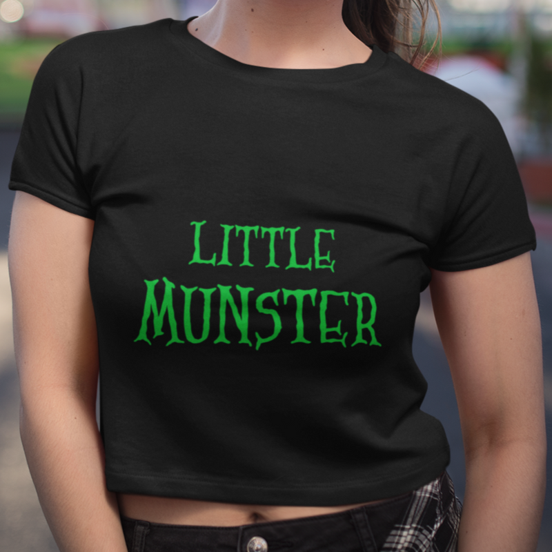 'Little Munster' Organic Black Crop Top